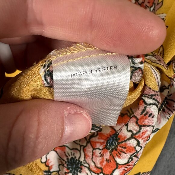 Papermoon Womens Large Yellow Floral Round Neck Wide Sleep Pullover Blouse - Picture 6 of 9